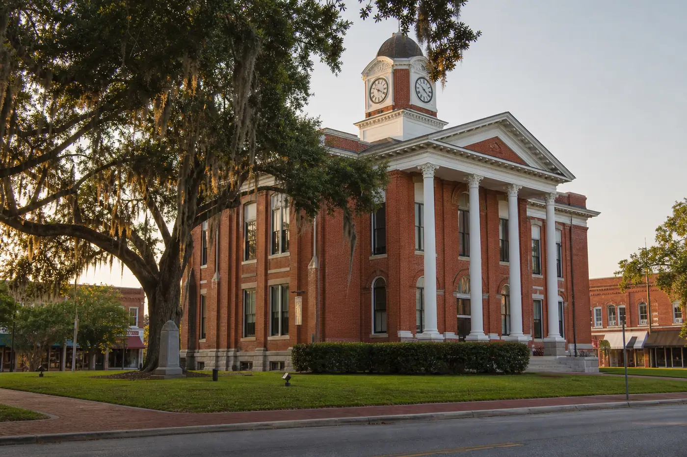 The historic brick courthouse on the square in downtown Bartow, Florida.